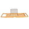 Bathtub Caddy Tray Crafted Bamboo Bath Tray Table Extendable Reading Rack Tablet Phone Holder Wine Glass Holder Shelf Desk Bathroom Spa