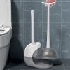 Toilet Plunger and Brush Combo Set with Ventilated Holder 2 in 1 Toilet Cleaning Tools Set with Caddy Stand for Bathroom