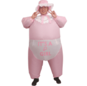 Inflatable Baby Costume For Adults Funny Gender Reveal Party Costume (Color: Pink)