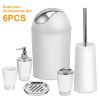 Bathroom Accessories Set 6 Pcs Bathroom Set Ensemble Complete Soap Dispenser Toothbrush Holder Tumbler Soap Dish Toilet Cleaning Brush Trash Can