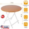 31.5in Round High Top Folding Table 2.6FT Iron Bar Foldable Wooden Dining Desk w/ 4 Anti-Slip Stoppers Bamboo Walnut For Dinner Snack Coffee Laptop