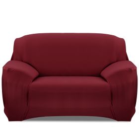 Sofa Cover Printed Stretch Sofa Furniture Cover Soft Sofa Slipcover Polyester Furniture Protector Cover (Option: RedWine_2S)