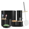 8Pcs Bathroom Accessories Set Bathroom Holder Set with Soap Dispenser Toothbrush Holder Cup Soap Dish Toilet Cleaning Brush Trash Can Qtip Holder Vani