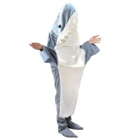 Wearable Shark Sleeping Bag Shark Onesie X-XXL Size Soft Comfortable Flannel Blanket With Zipper Suitable For Adult Children Height 4.2FT to 5.5FT (Option: 170CM)