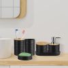 8Pcs Bathroom Accessories Set Bathroom Holder Set with Soap Dispenser Toothbrush Holder Cup Soap Dish Toilet Cleaning Brush Trash Can Qtip Holder Vani